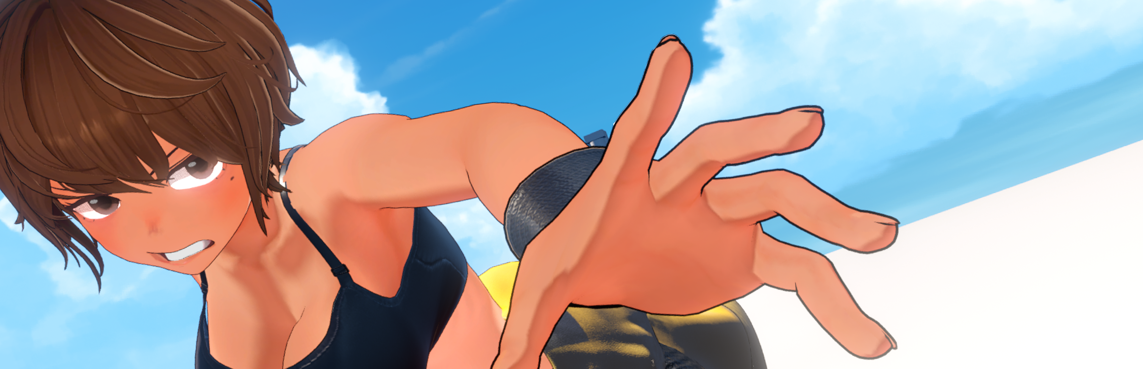 Rewind Desires character reaching out against a summer sky